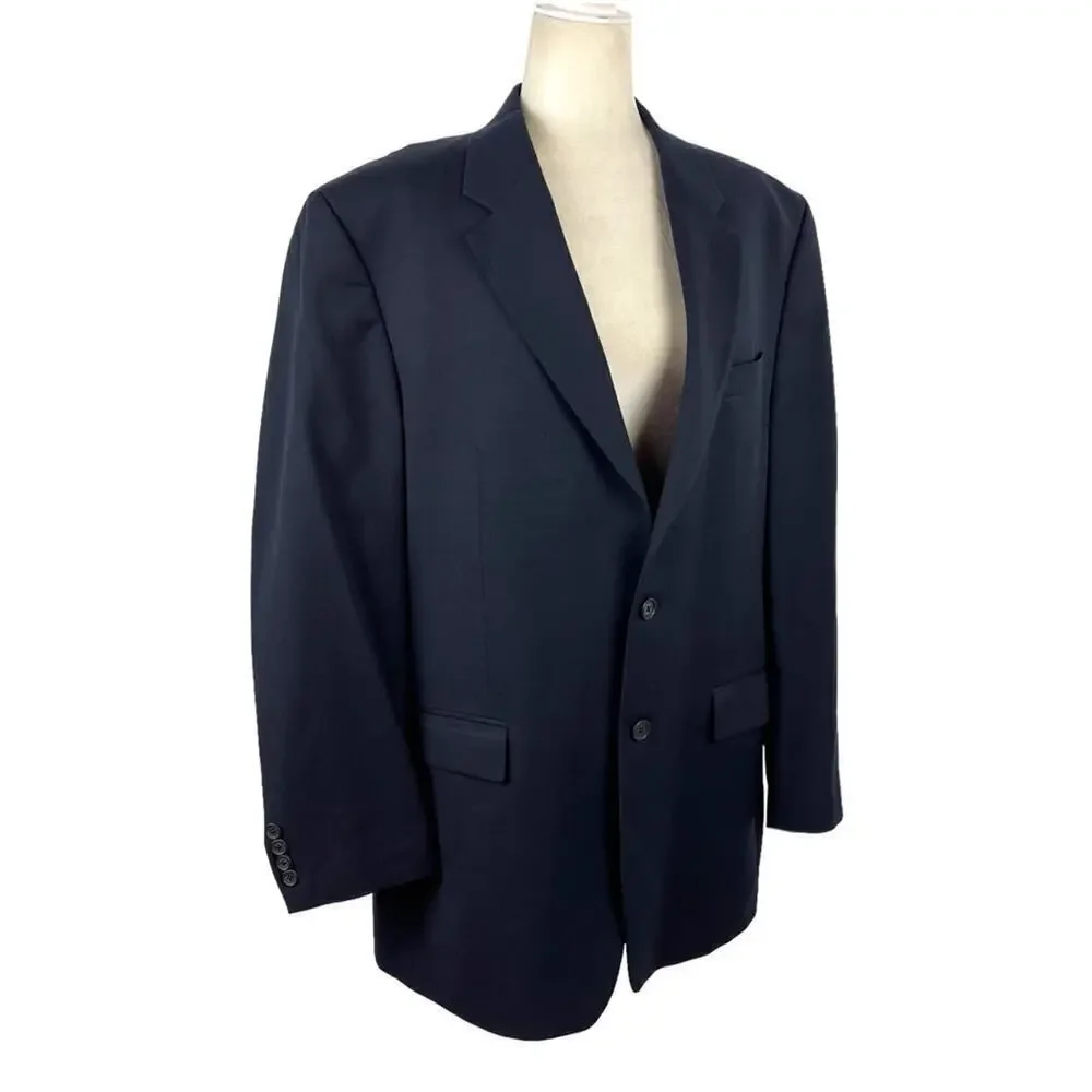 Ralph Lauren Navy Men's 42L Single Breasted Two Button 100% Wool Suit Jacket